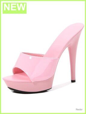 Patent Leather Fish Mouth Stiletto Heel Platform Sandals Women's